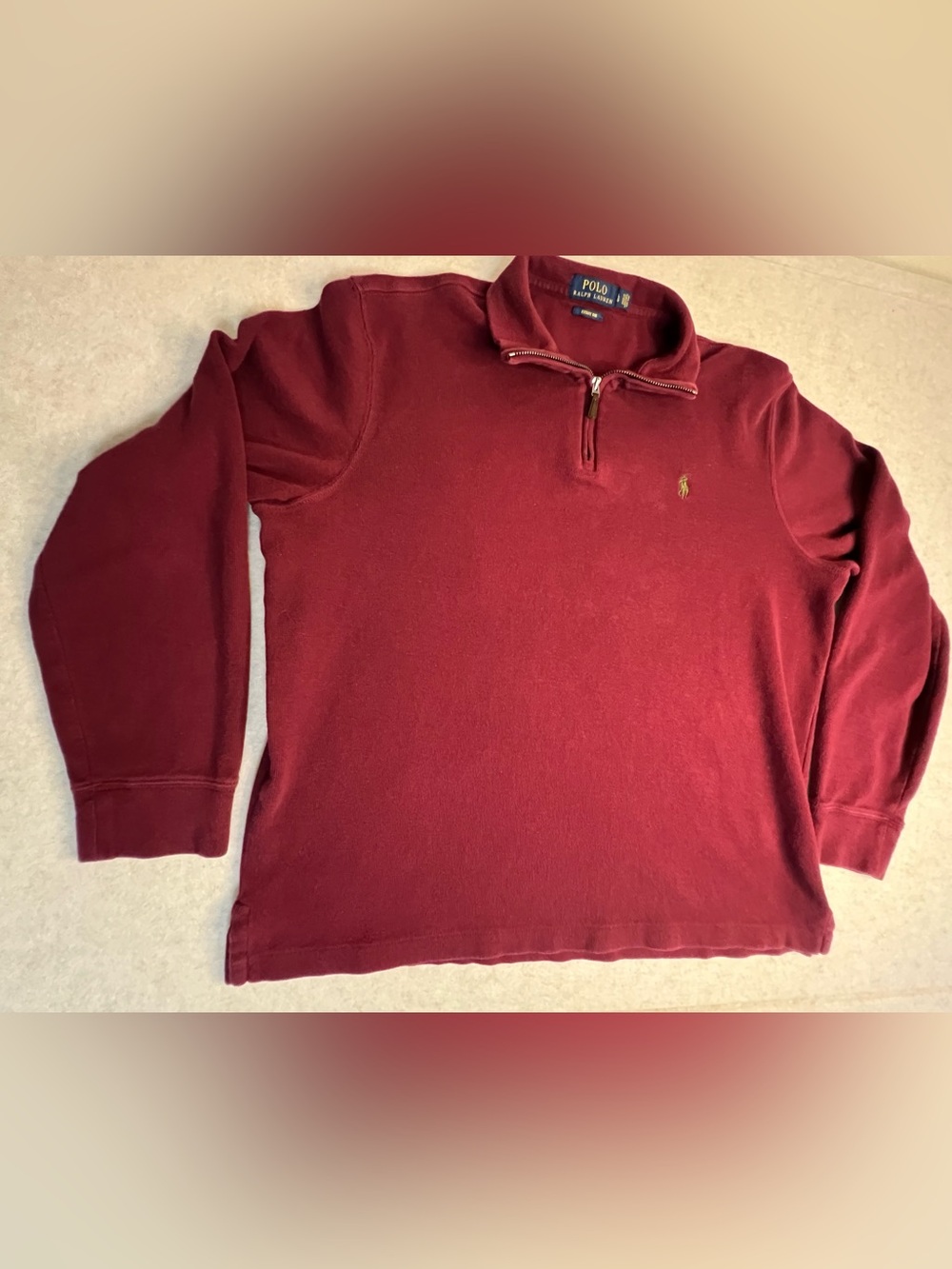 Polo Ralph Lauren Estate Rib Quarter-Zip Pullover Burgundy Size Large